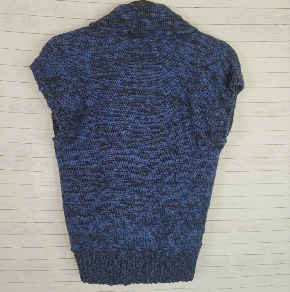 MICHAEL STARS WOOL BLEND MOTO STYLE BLUE & BLACK VEST, SZ XS/S - Picture 7 of 8